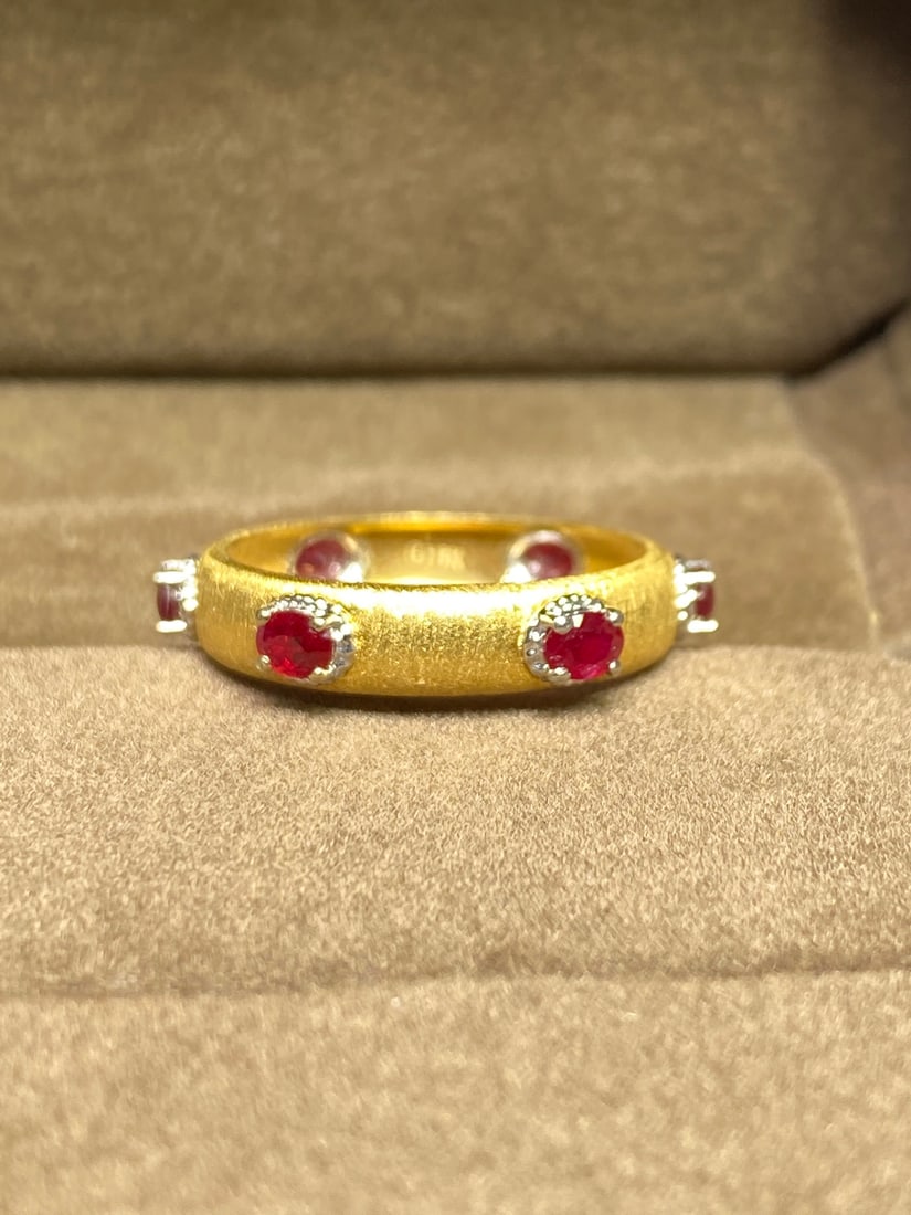 18K Gold Inlaid Ruby Ring - 2