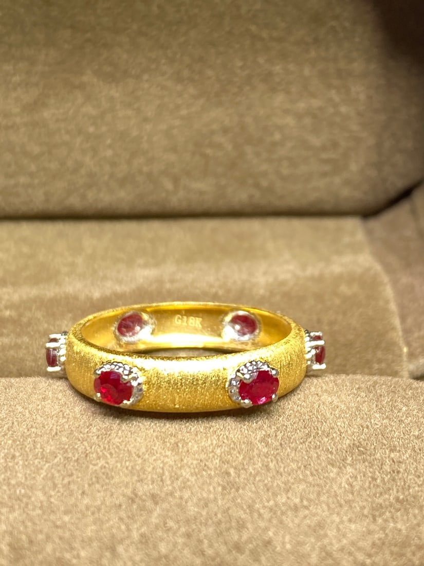18K Gold Inlaid Ruby Ring - 3