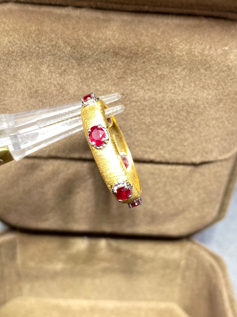 18K Gold Inlaid Ruby Ring - 5