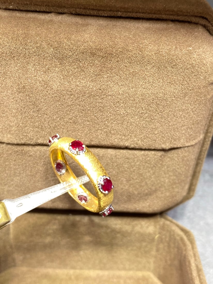 18K Gold Inlaid Ruby Ring - 6
