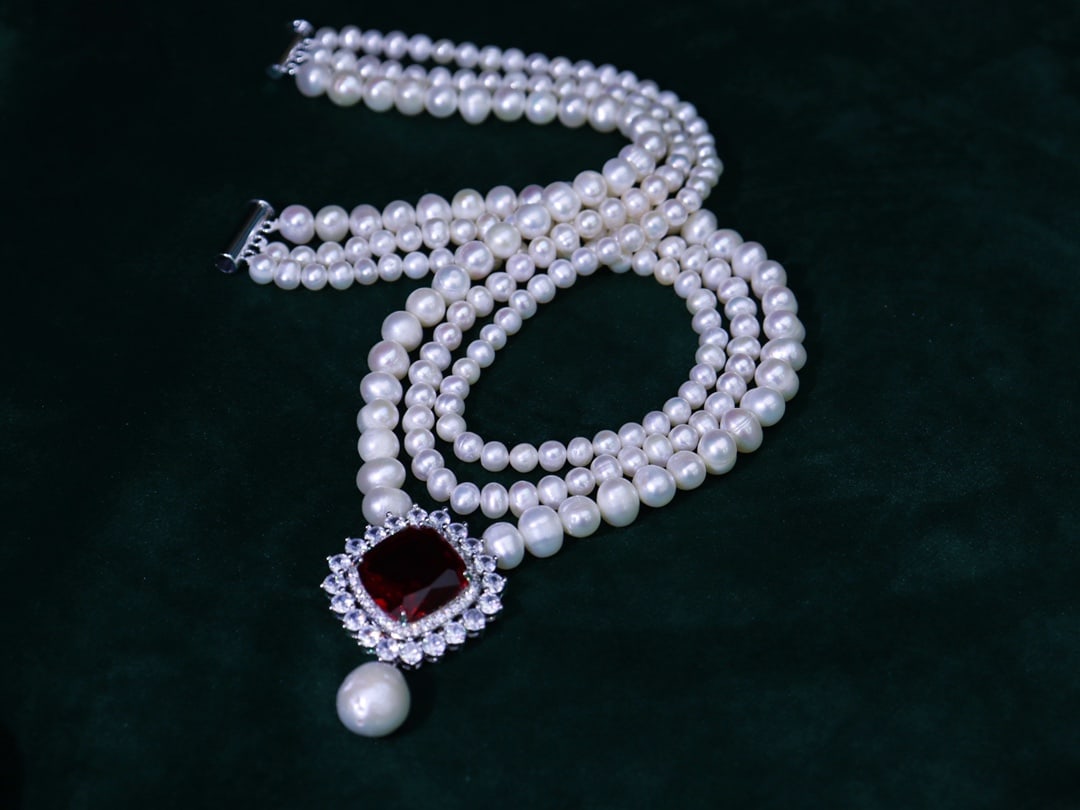 Natural White Pearl Necklace: Natural White Pearl Necklace Natural White Pearl Necklace 'xl483' approximately 6-10mm, dazzling starlight Swarovski accessories luxurious and noble, perfect for pairing with dresses 1.International F