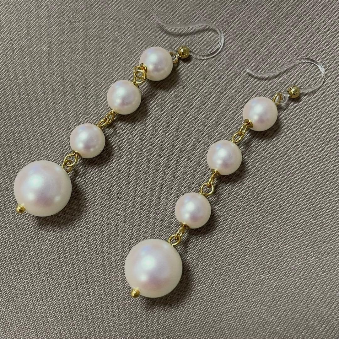 Second-hand Resin Hook Long Pearl Four Row Earrings (1 of 4)