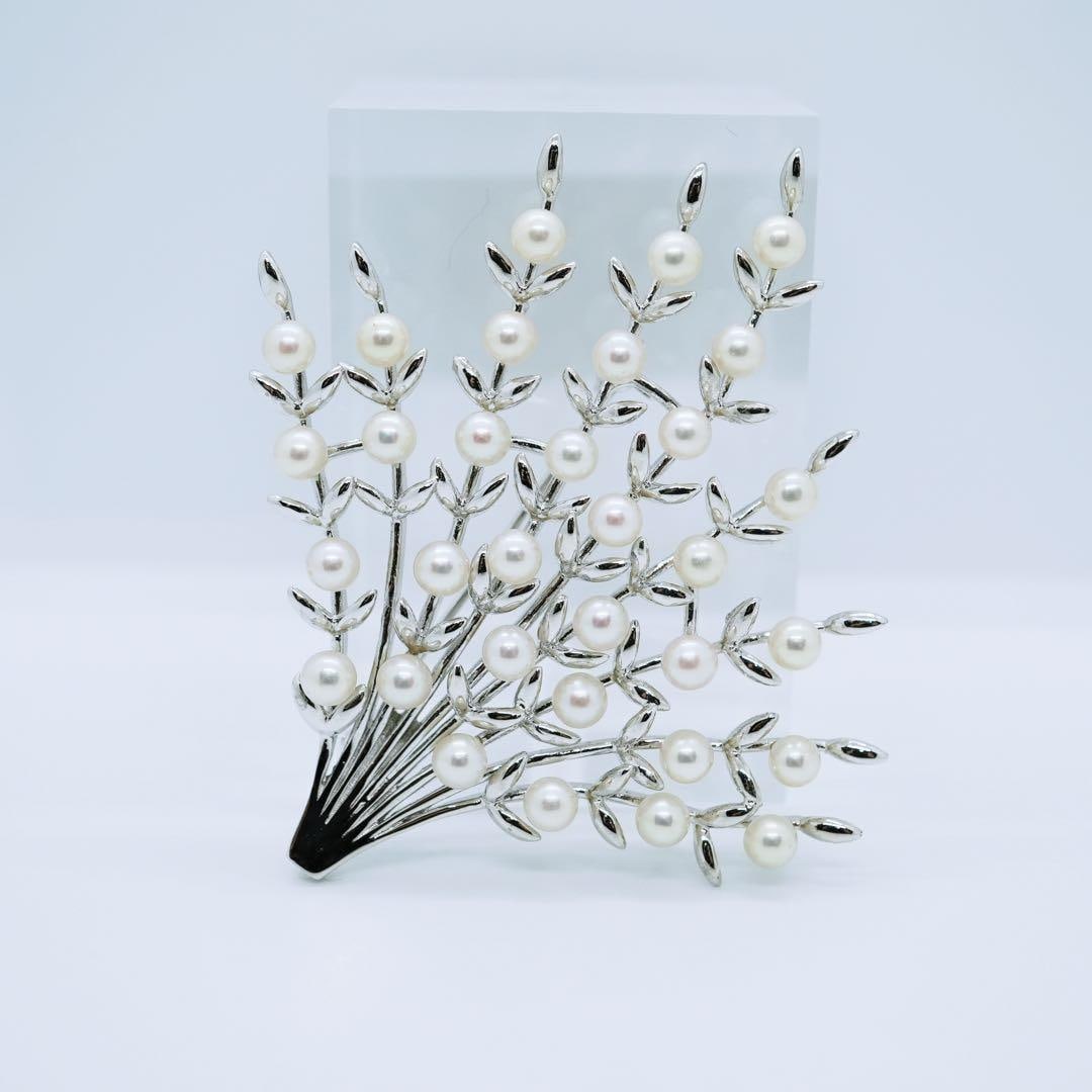 Real Pearl Brooch, Akoya Pearl Silver Pendant (1 of 8)