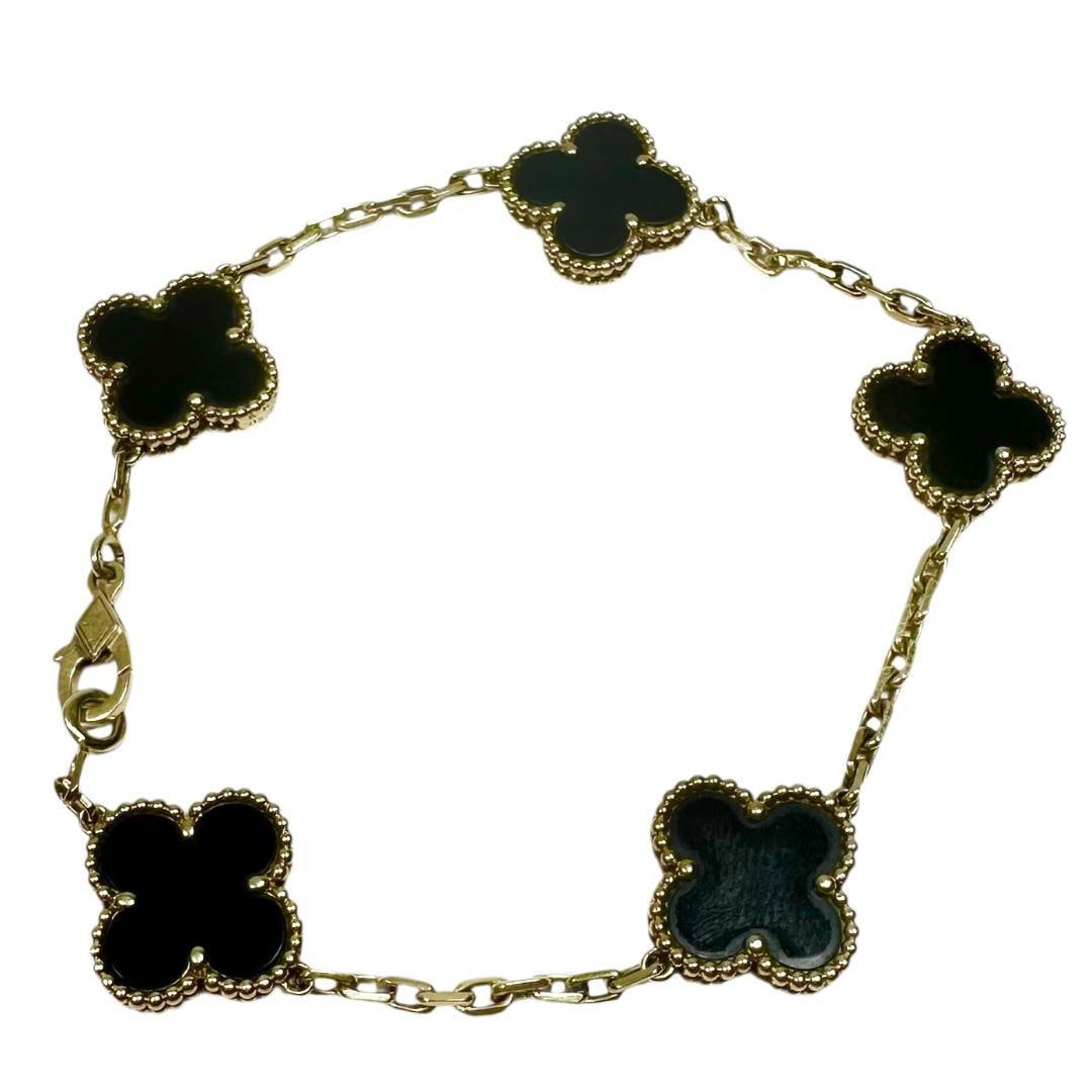 Second-hand Van Cleef & Arpels Van Cleef & Arpels Alhambra 5motifs: Van Cleef & Arpels Van Cleef & Arpels Alhambra 5motifs agate bracelet, retro Alhambra style, 5 patterns, pearl mother-of-pearl weight 12.1 grams material Gold size width: 19.5 cm Although there are so
