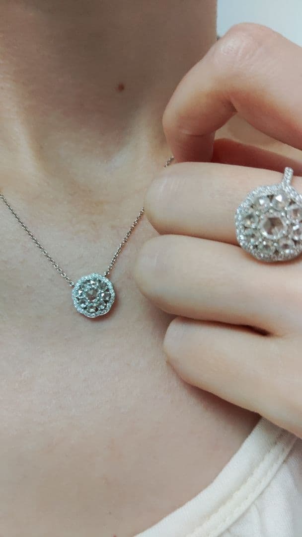 Second-hand Rose Cut Diamond Ring and Pendant Set - 6