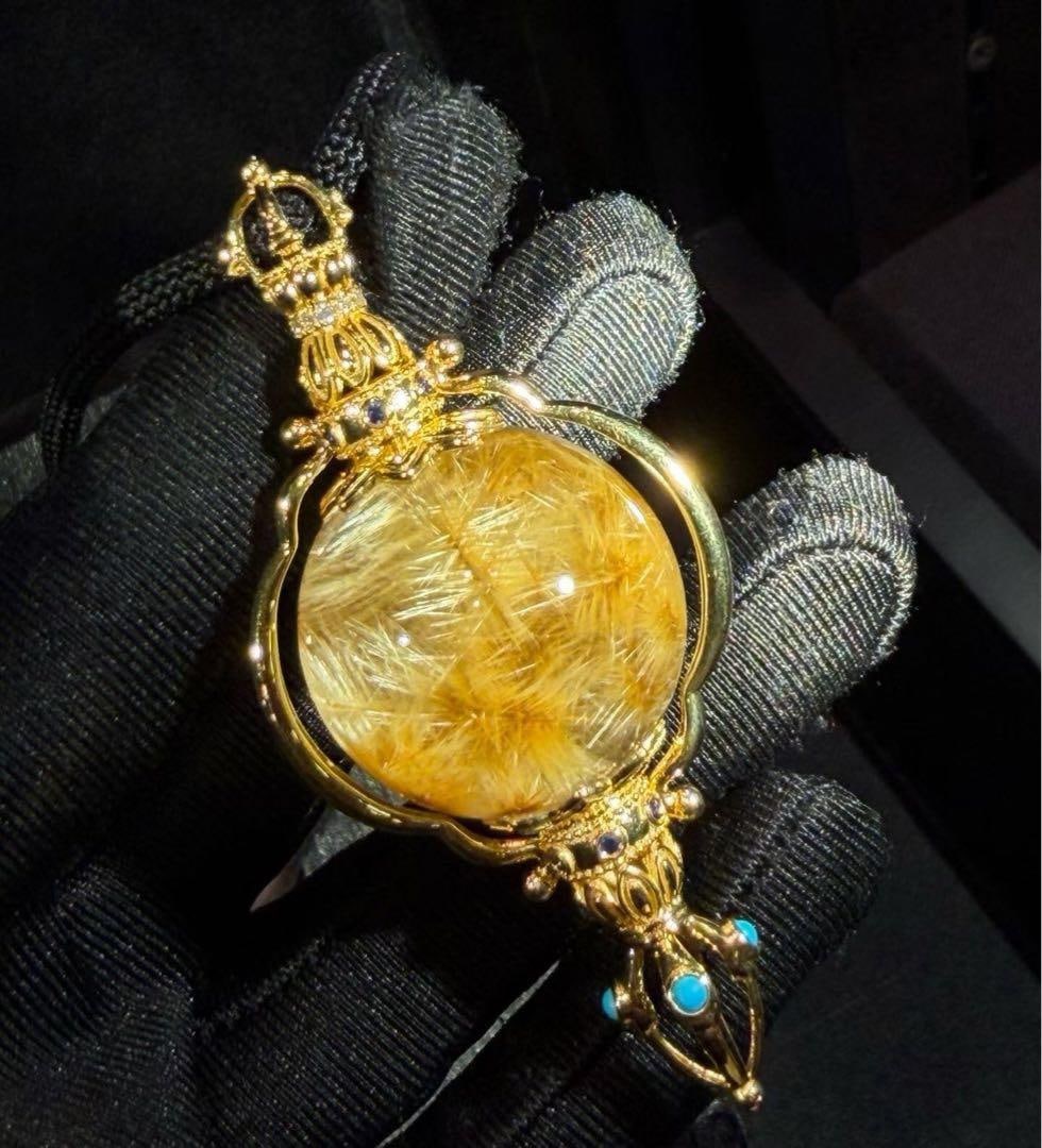 Second-hand Natural Rutile Oat Flower Pendant, 18K Gold (1 of 6)