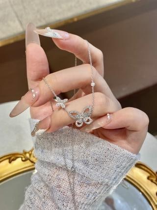 High Quality Lab-Grown Diamond Platinum Butterfly Necklace (1 of 5)