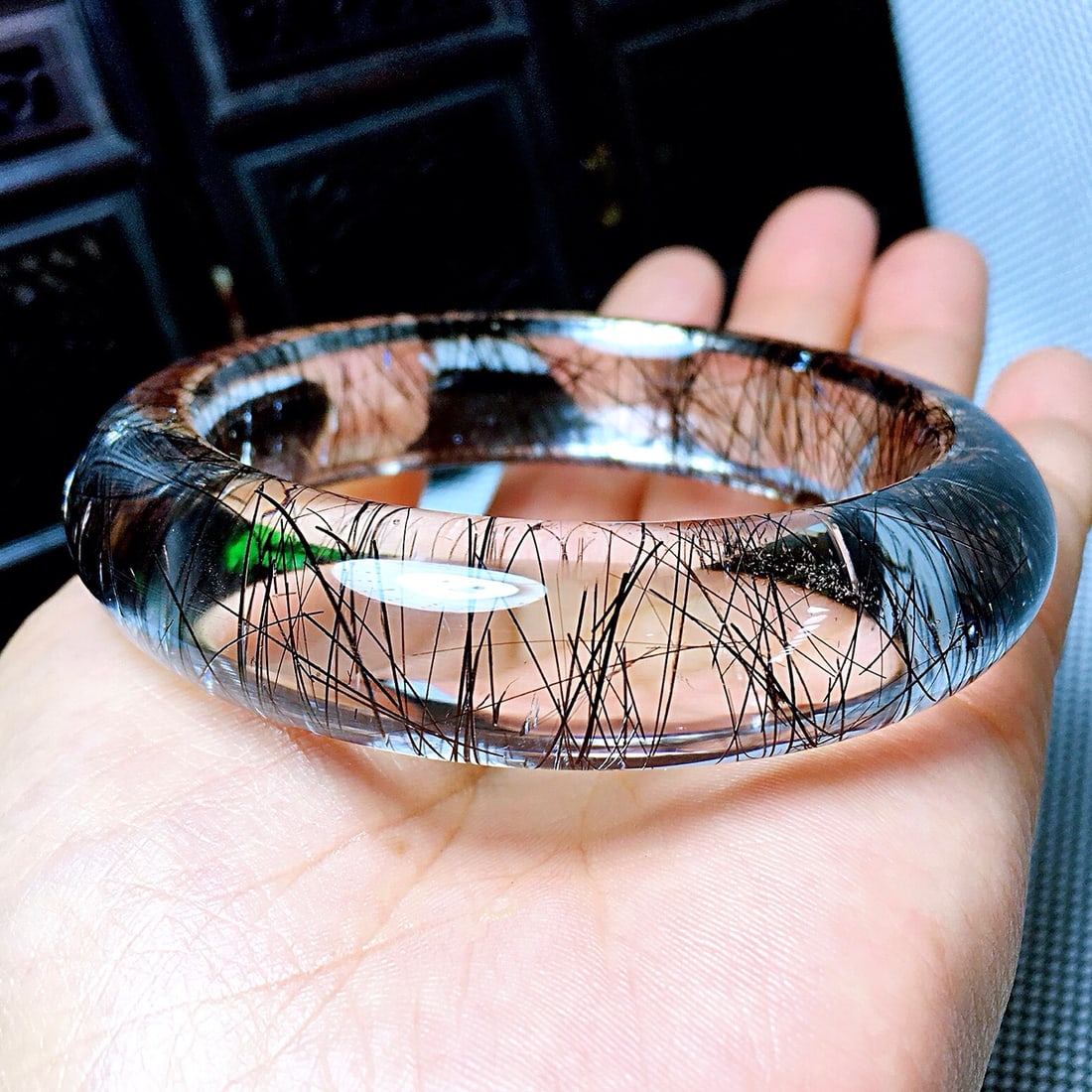 Natural black rutilated quartz bracelet (1 of 9)