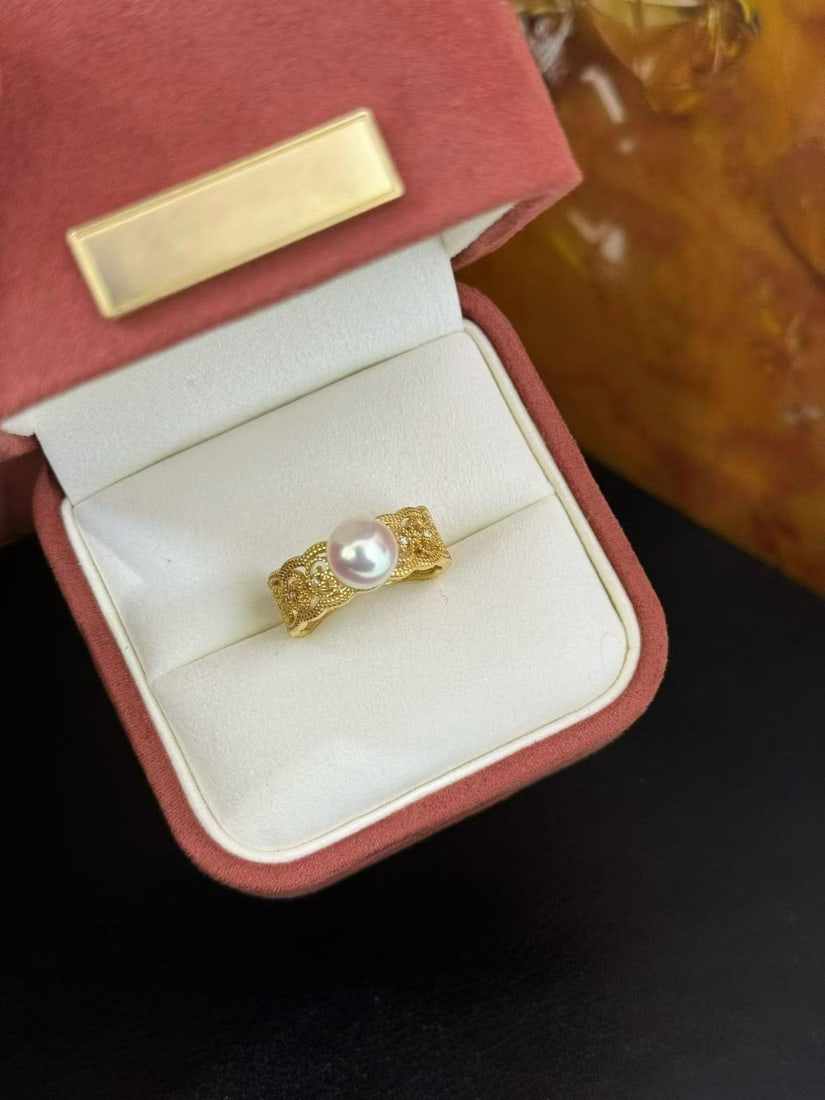 Vintage Lace Akoya Pearl Ring (1 of 5)