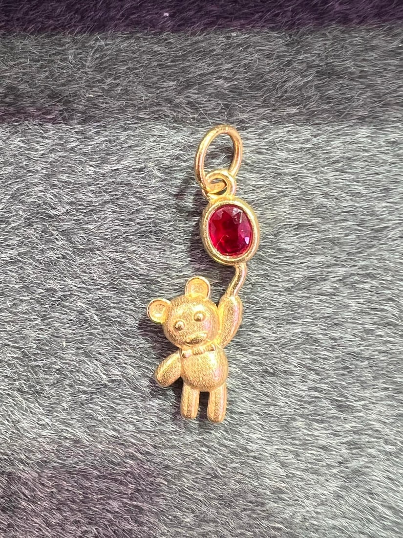 18K Natural Ruby Bear Pendant (1 of 9)