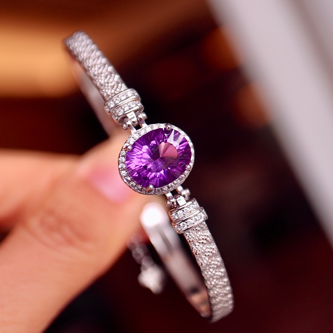 Natural Uruguayan Amethyst Bracelet with S925 Silver Setting (1 of 7)