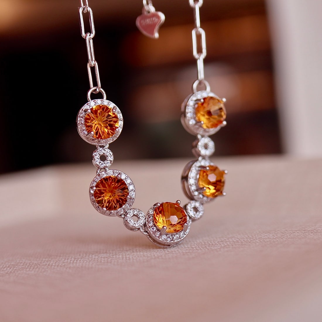 Natural Grade Citrine Bracelet: This bracelet is made of natural yellow crystal, also known as the wealth stone, mainly for wealth. The bracelet features diamond cuts and is set with S925 sterling silver, displaying a sense of elega