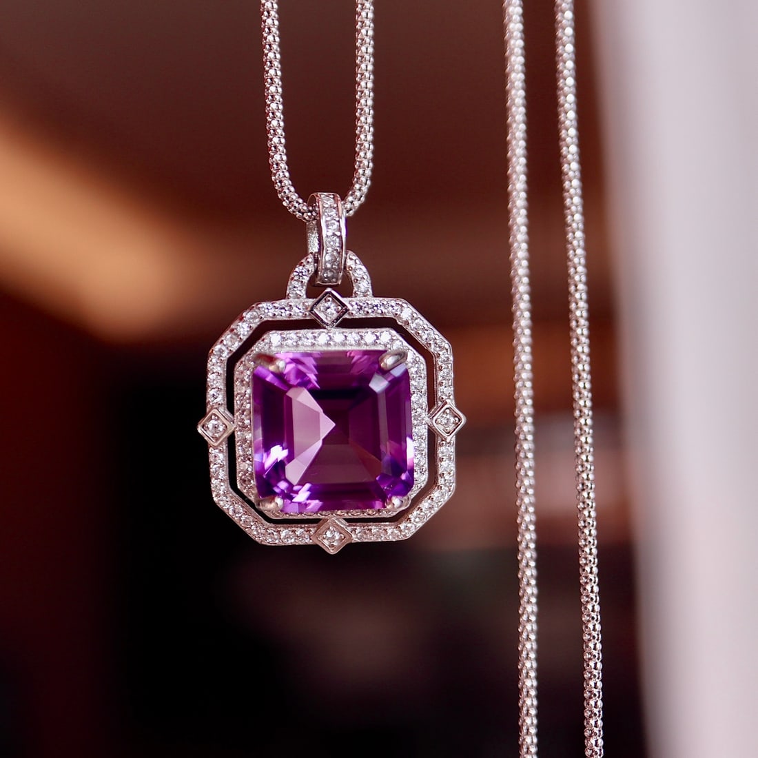 Natural Uruguay Amethyst Square Pendant (1 of 9)