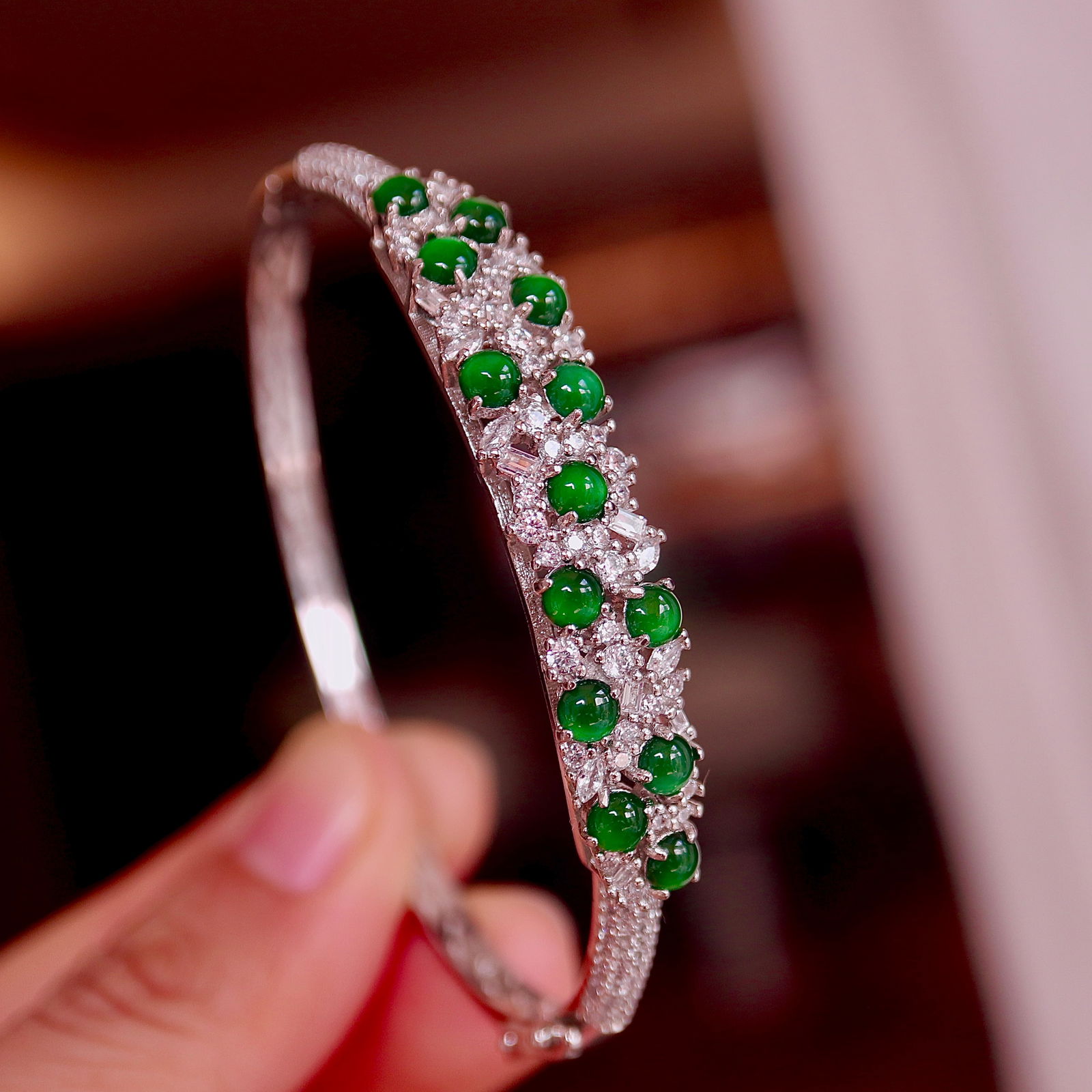 Natural jadeite bangle - 7