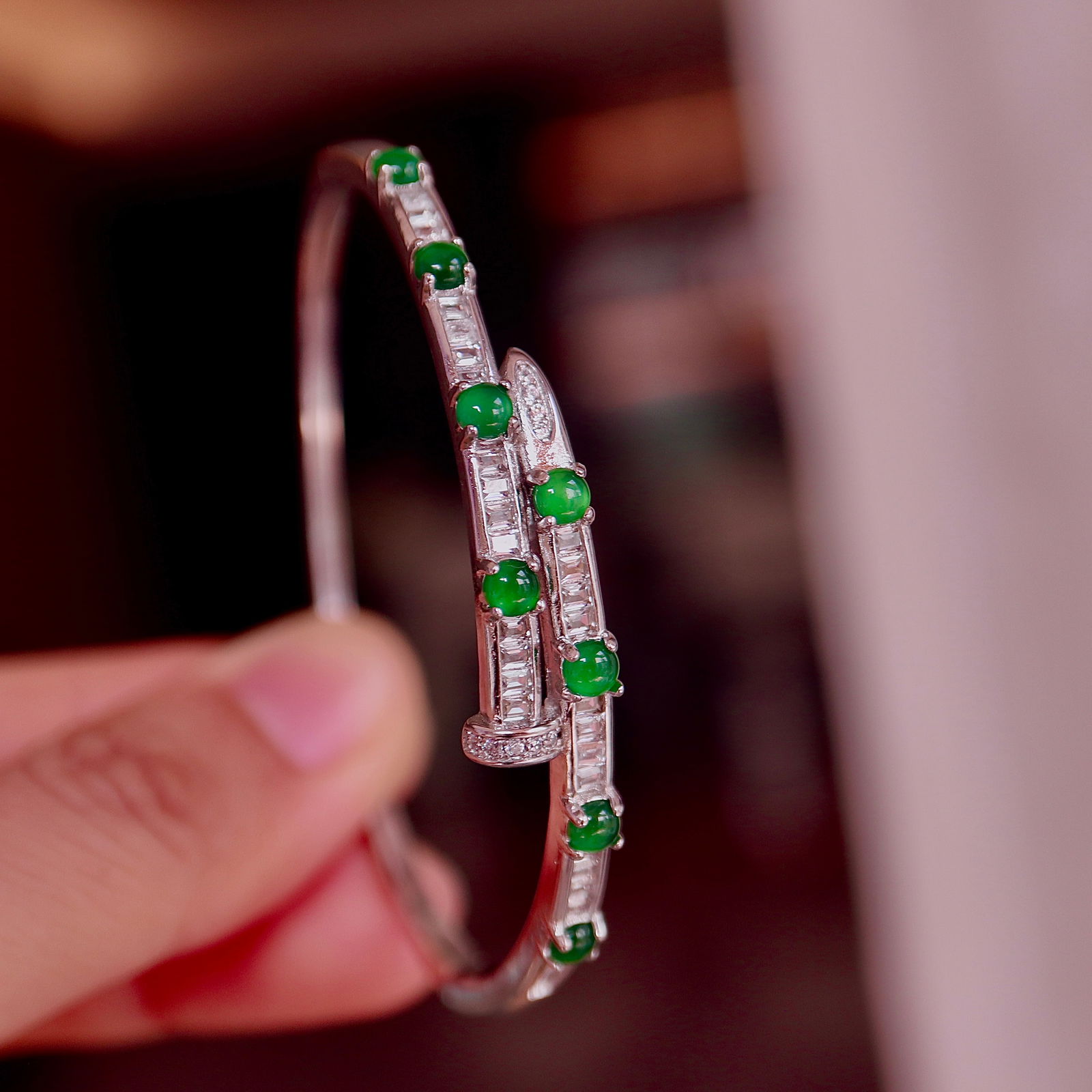 Natural jadeite bangle - 5