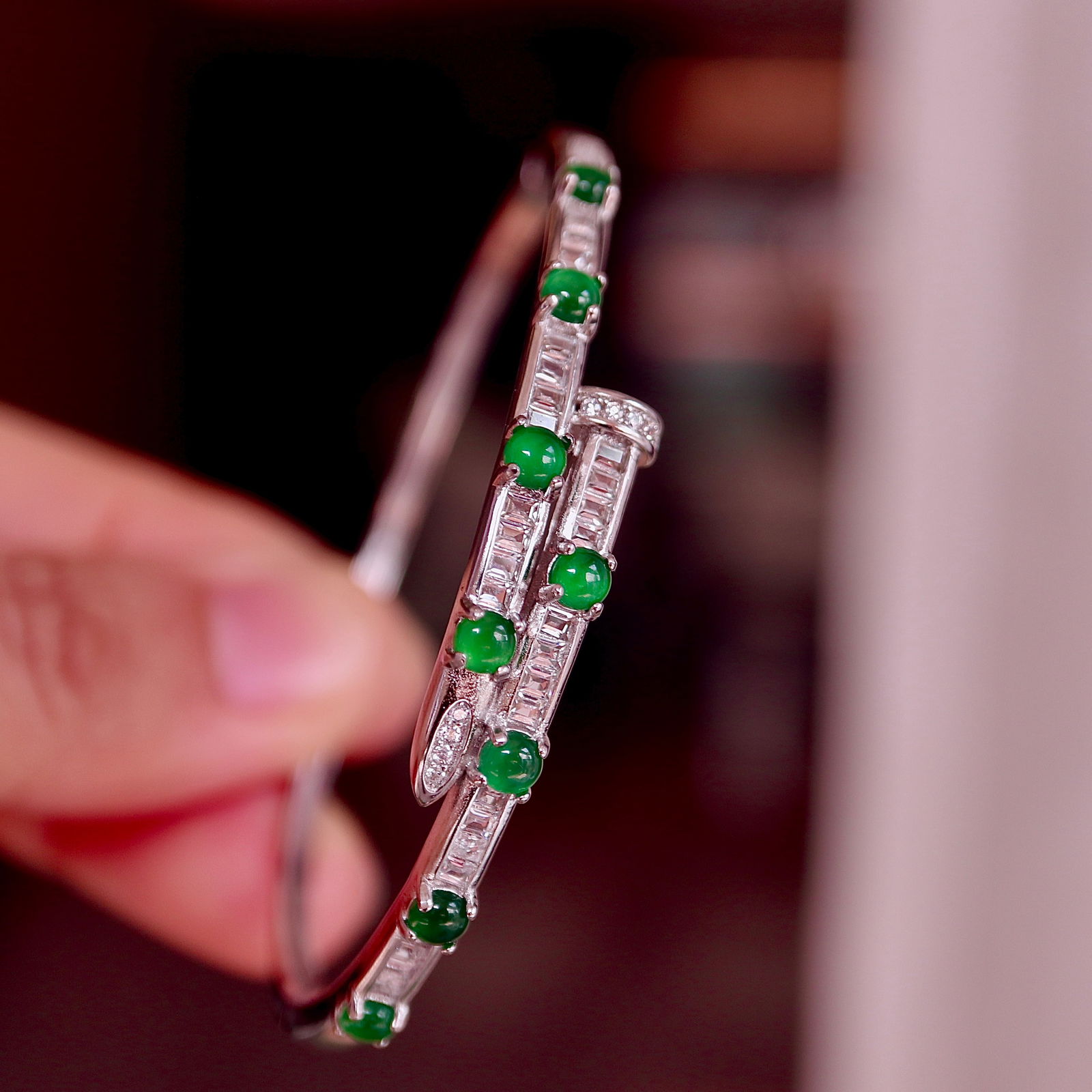 Natural jadeite bangle - 6