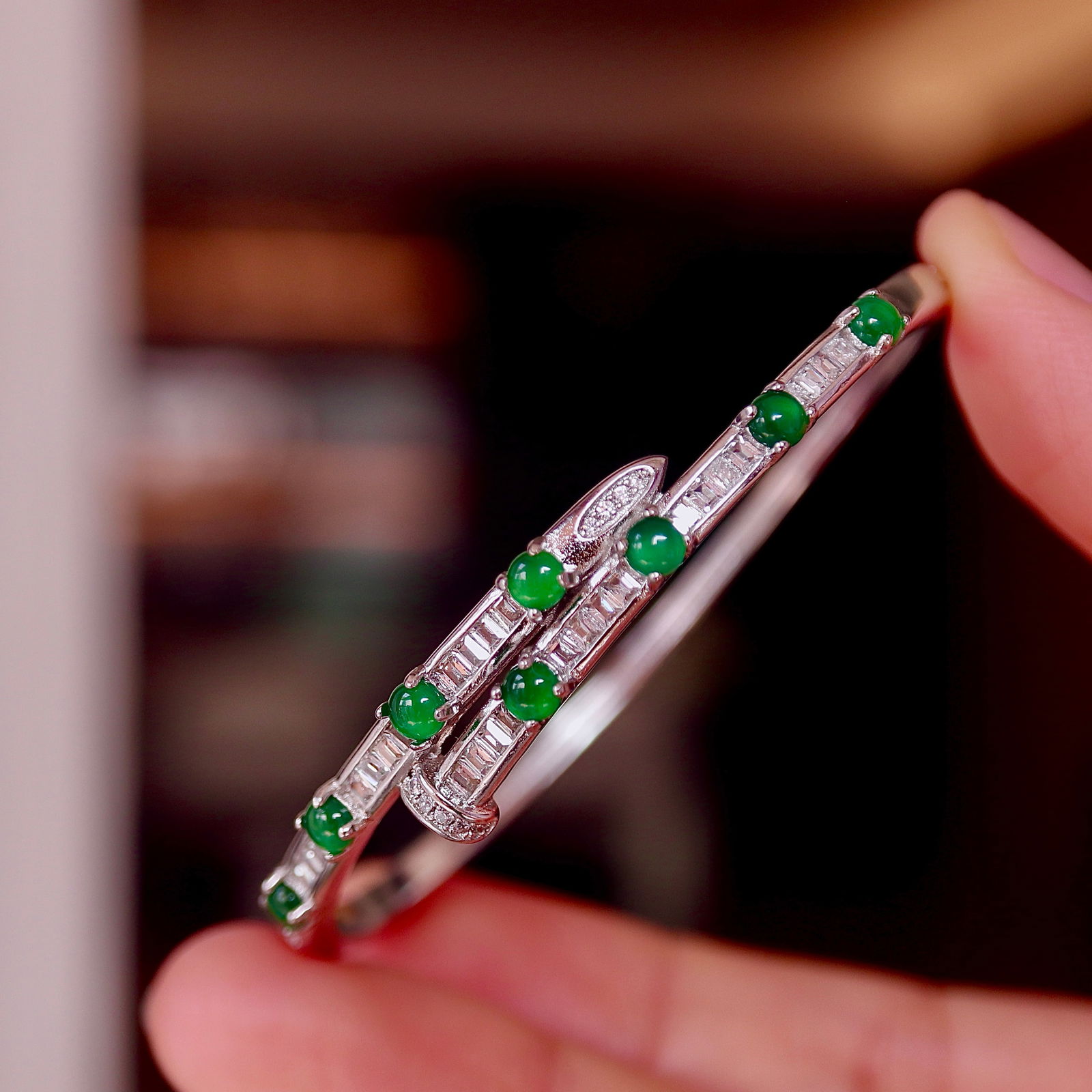 Natural jadeite bangle - 7