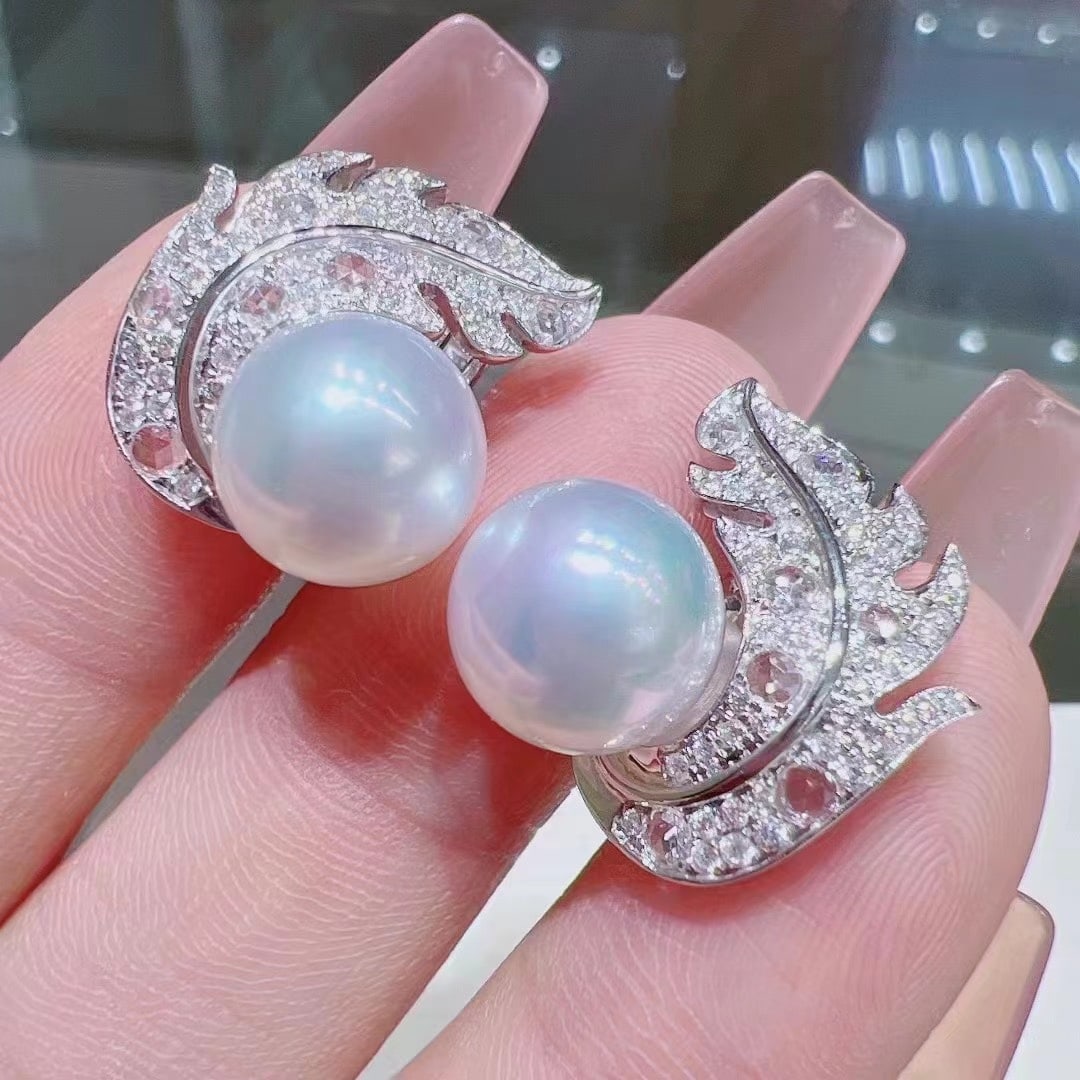 Leaf Earrings, S925 Silver Pearl (1 of 7)