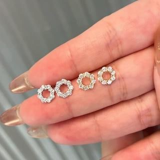 Donut Diamond Stud Earrings 18K Gold Lab-grown Diamond (1 of 9)