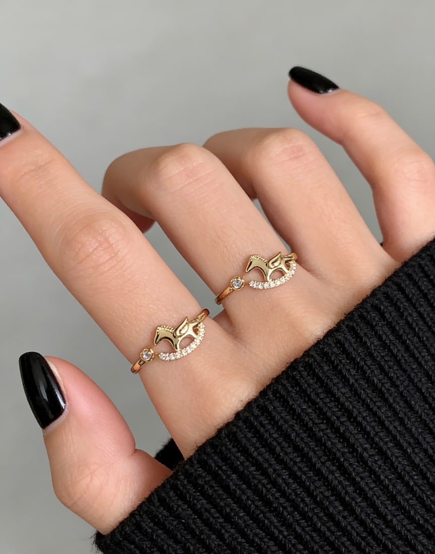 18k Lab-grown Diamond Pony Ring - 3