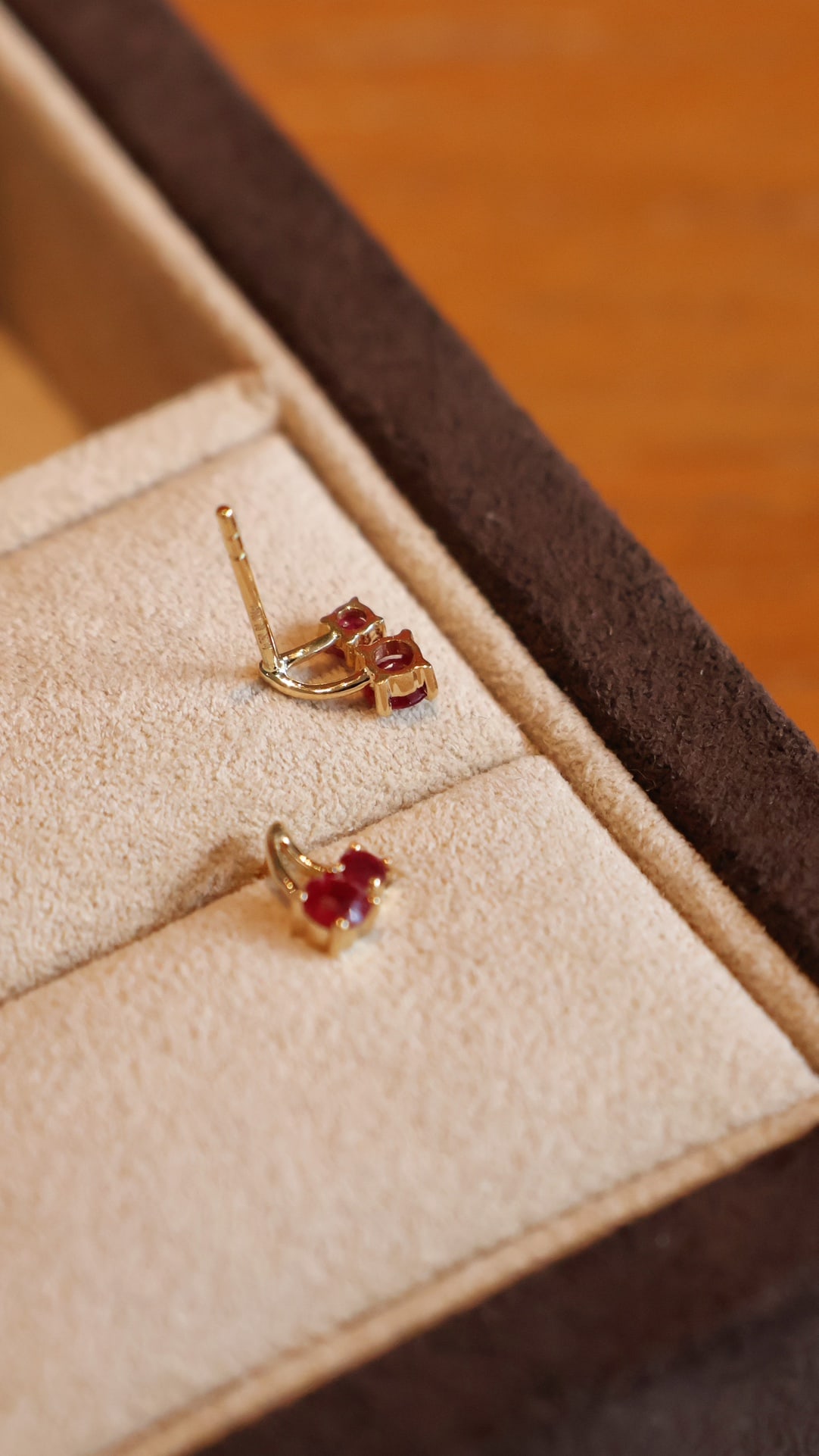 18k Gold Ruby Cherry Earrings - 3