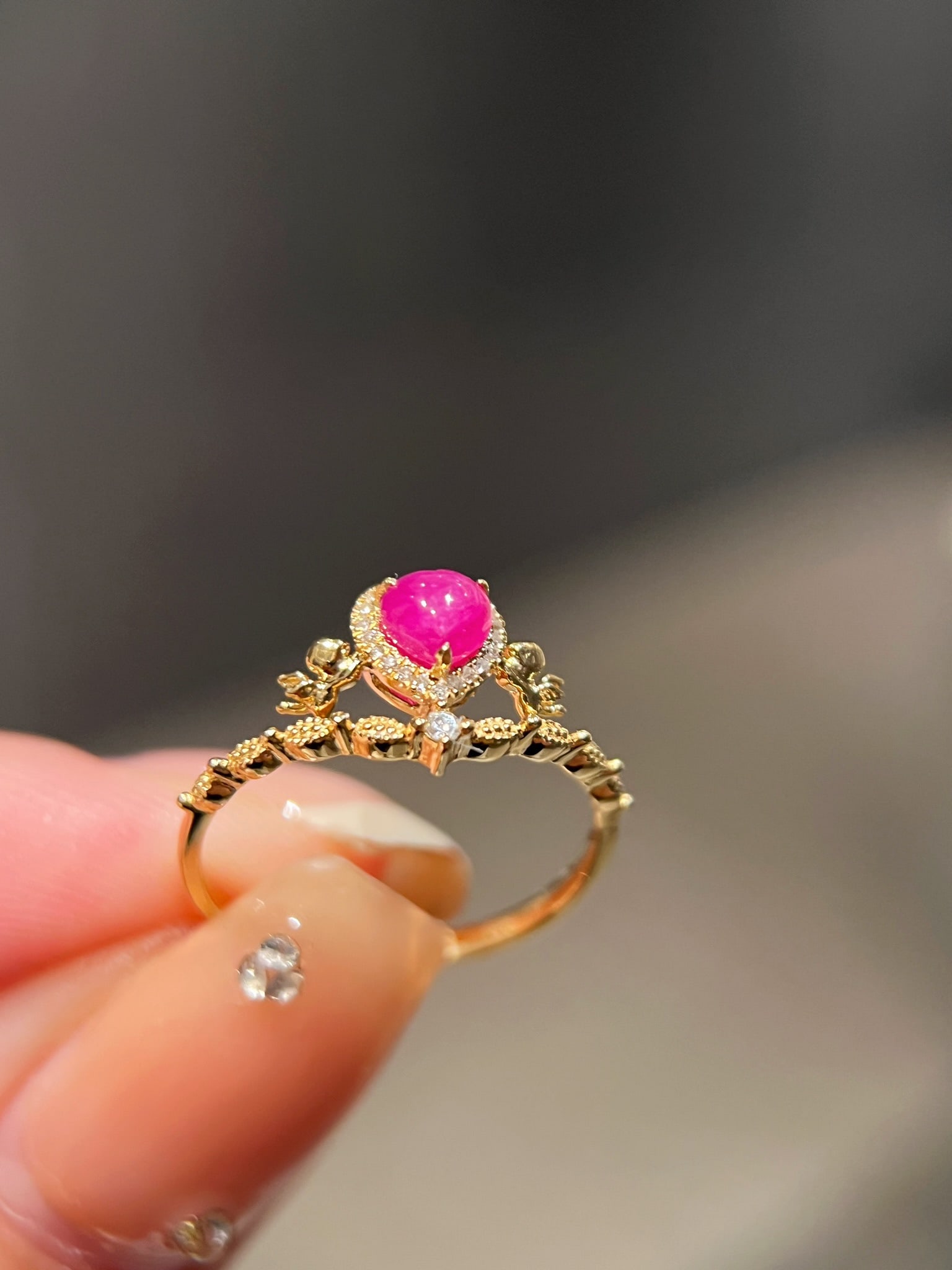 18K Ruby Cupid Ring - 4