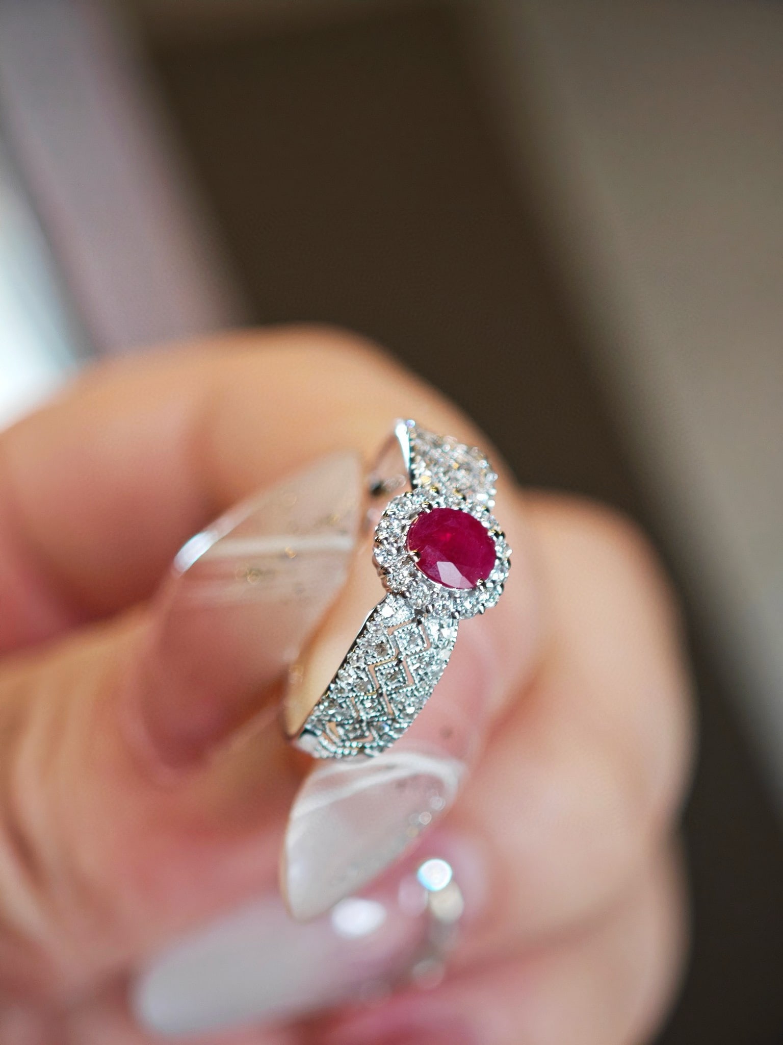 18k Ruby Full Diamond Lace Ring - 3