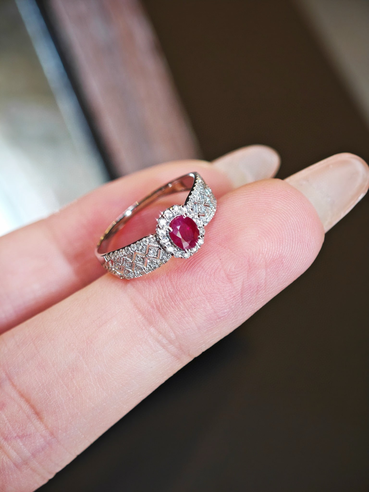 18k Ruby Full Diamond Lace Ring - 5