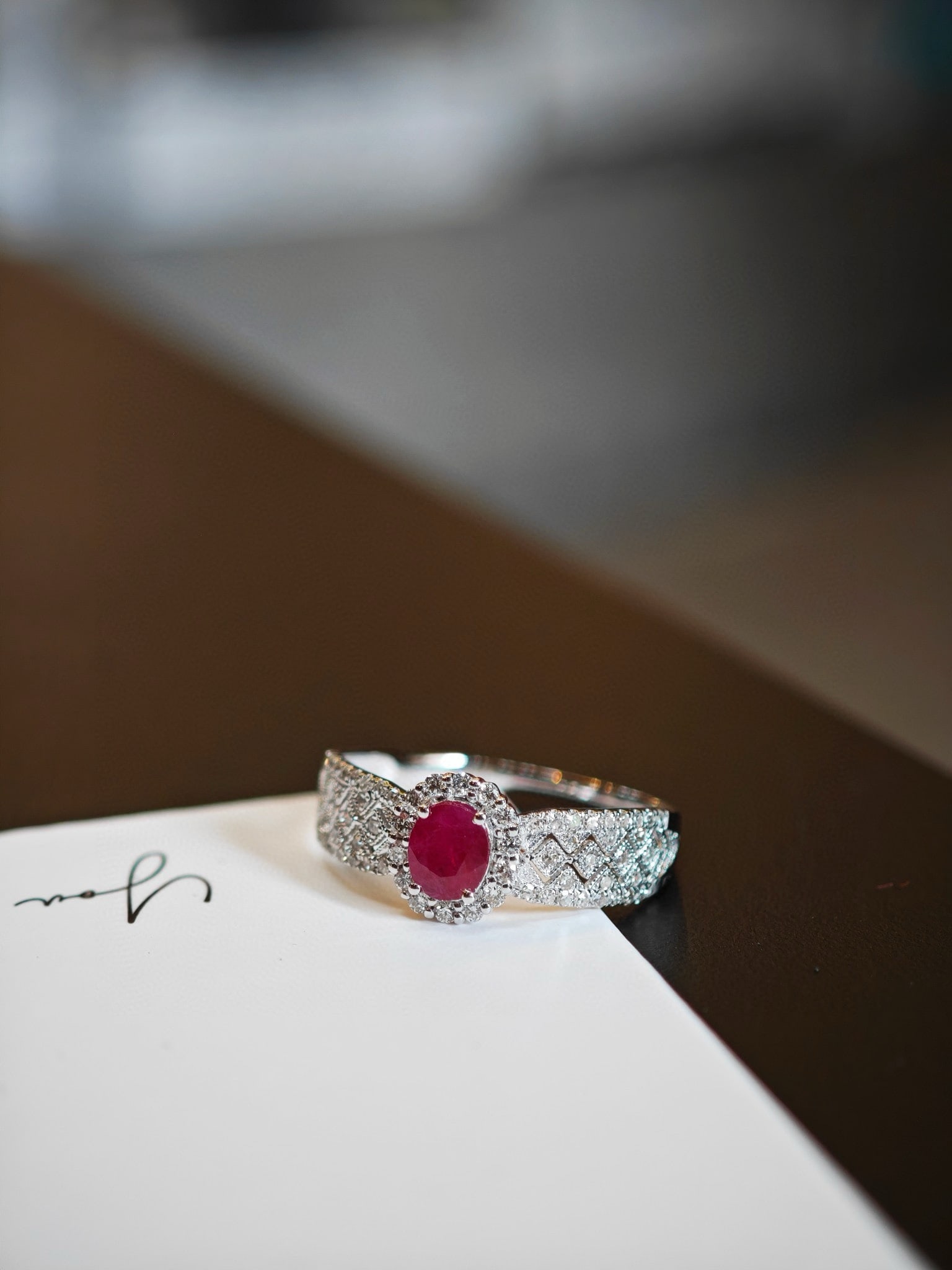 18k Ruby Full Diamond Lace Ring - 6