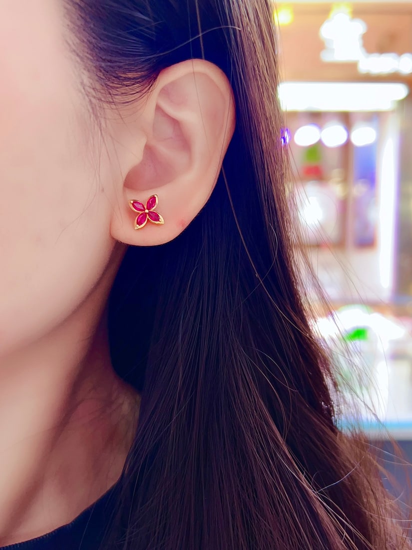 Ruby Clover Earrings - 6