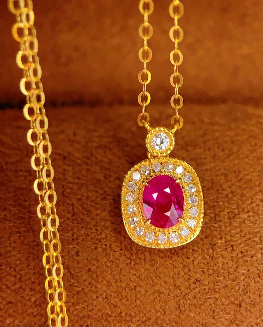 18k natural ruby necklace - 2