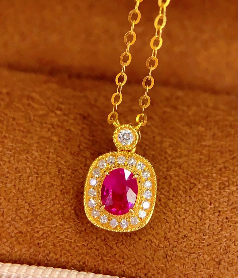 18k natural ruby necklace - 3