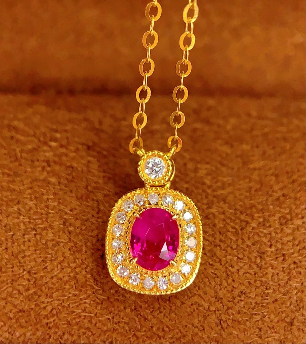 18k natural ruby necklace - 4