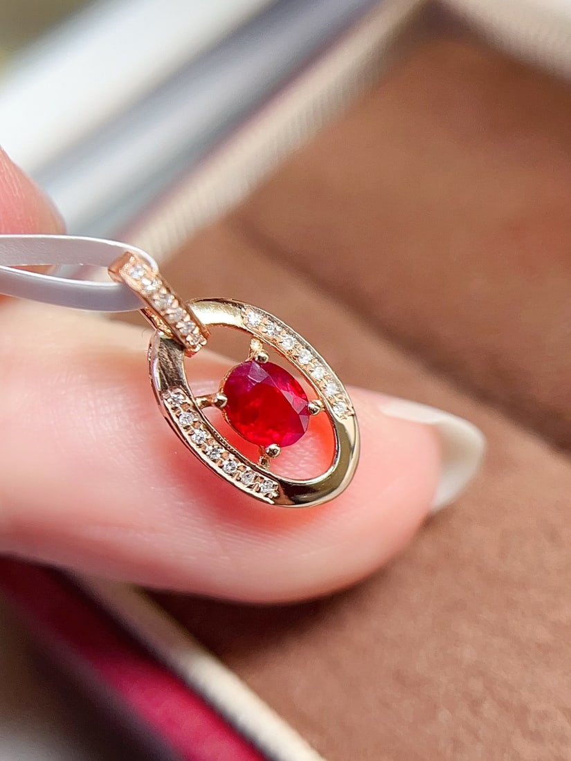 18k Gold Ruby Pendant - 2