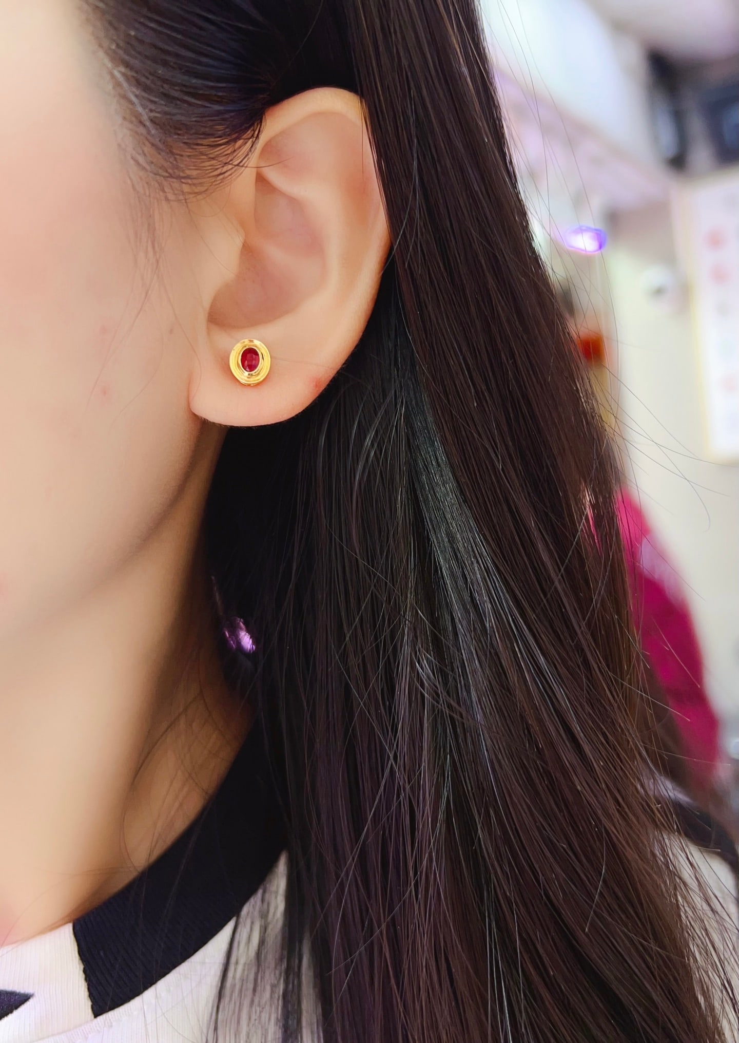 18k Gold Ruby Earrings - 6