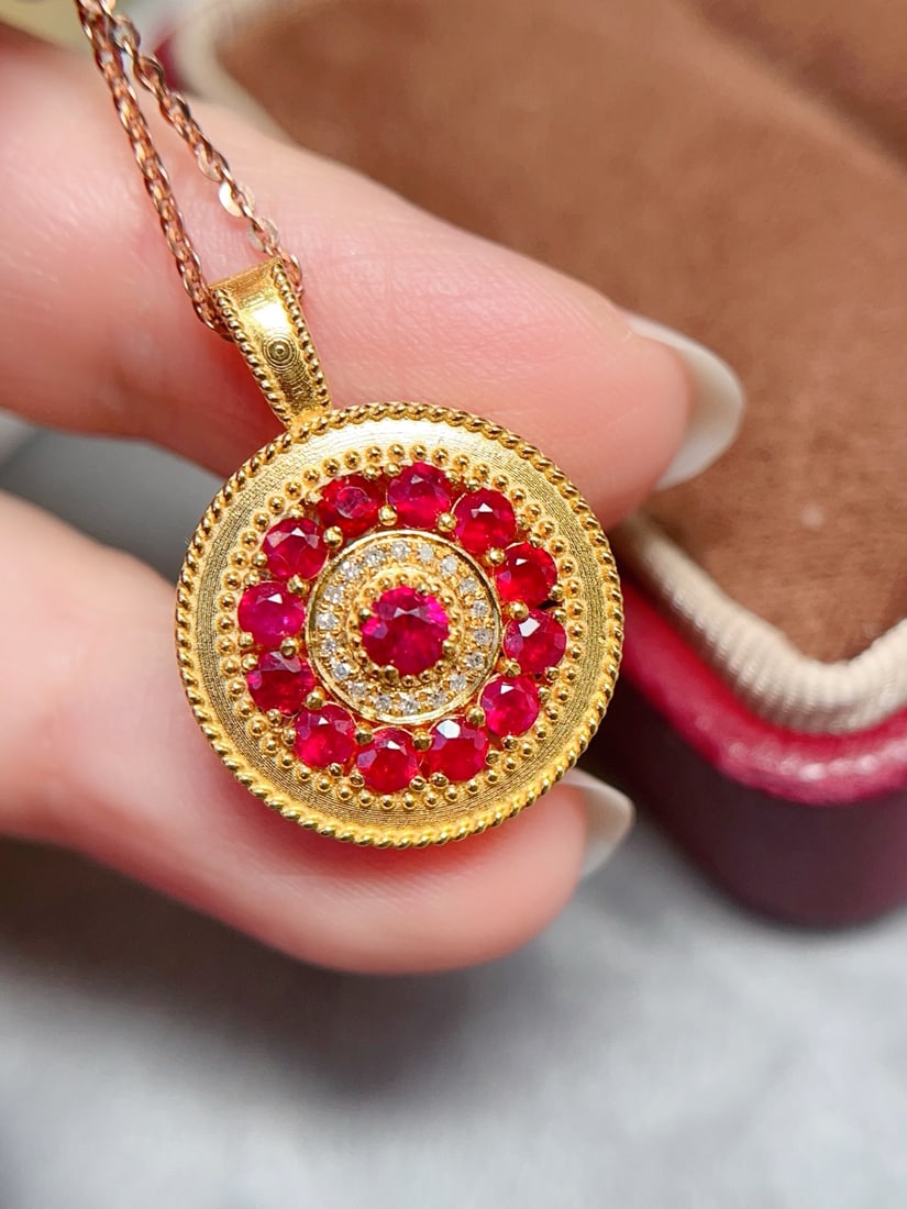18K Gold Ruby Pendant - 3