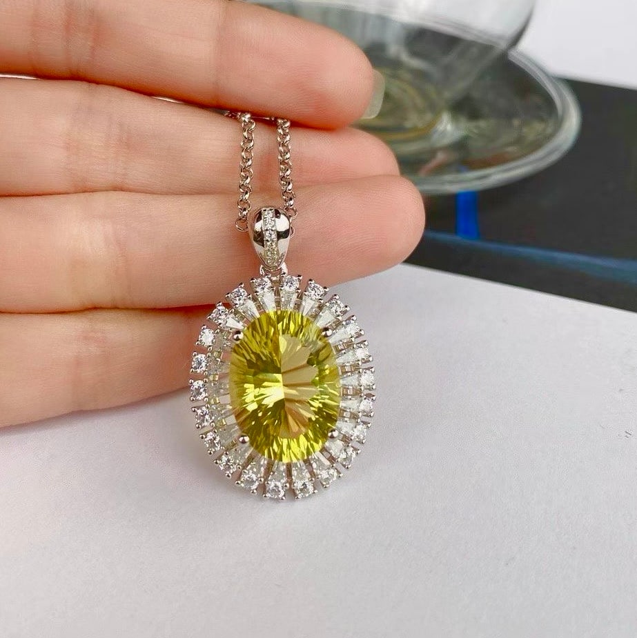 Silver with Natural Lemon Crystal Pendant (1 of 4)