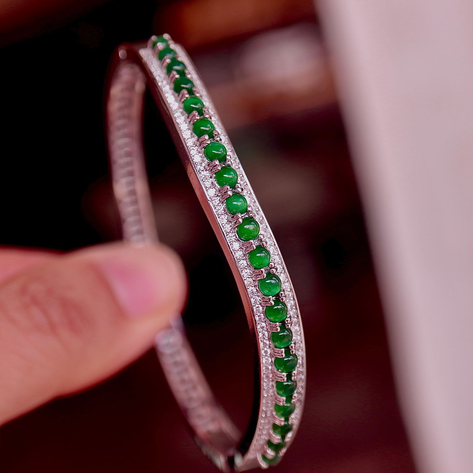 Natural jadeite bangle - 8