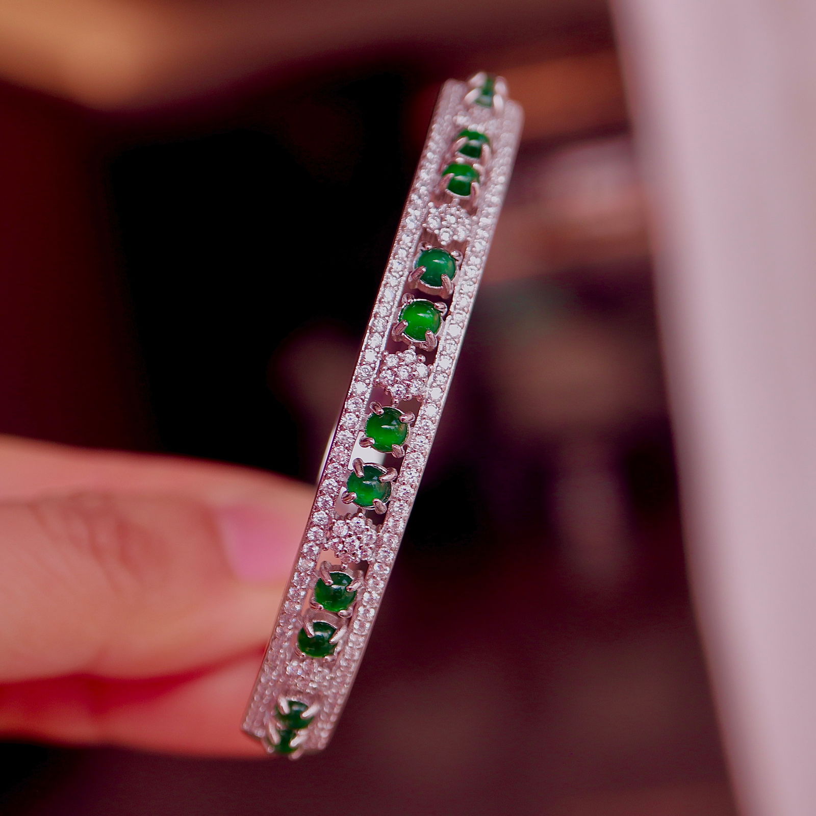 Natural jadeite bangle - 6