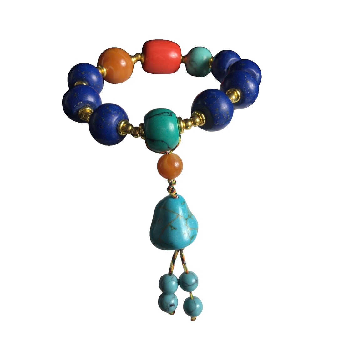 Natural Lapis Lazuli Inlaid with Agate and Red Gold Turquoise Bracelet and Handheld (1 of 9)