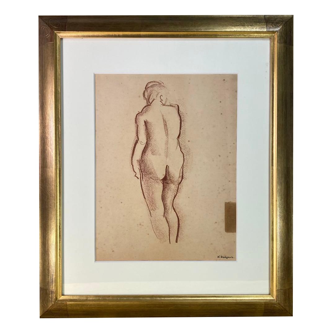 Hasegawa Kiyoshi's "Nude" Conte sketch: Guaranteed Authentic: This item includes a charcoal sketch of "Nude" by Kiyoshi Hasegawa, with a signature seal and gallery seal.Kiyoshi Hasegawa's "Nude" Conte sketch Guaranteed authentic, with signa