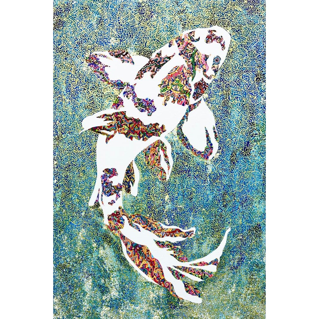 Original Koi Fish Animal Oil Painting (1 of 8)