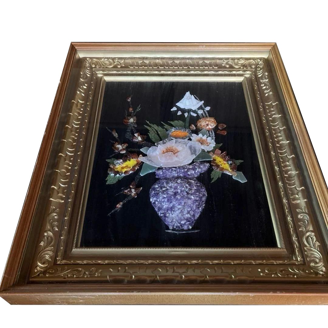 Gemstone art piece, framed vase (1 of 11)