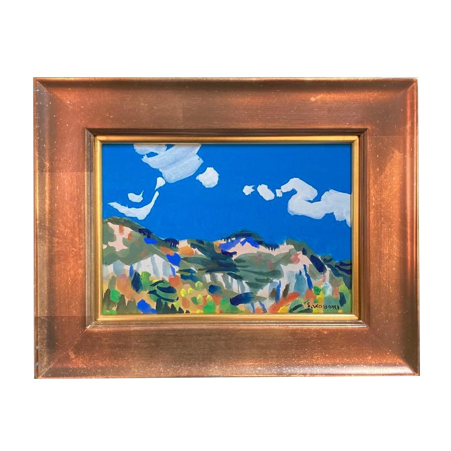 Kobori Susumu's watercolor painting "Blue Sky," with a personal signature and seal. (1 of 13)