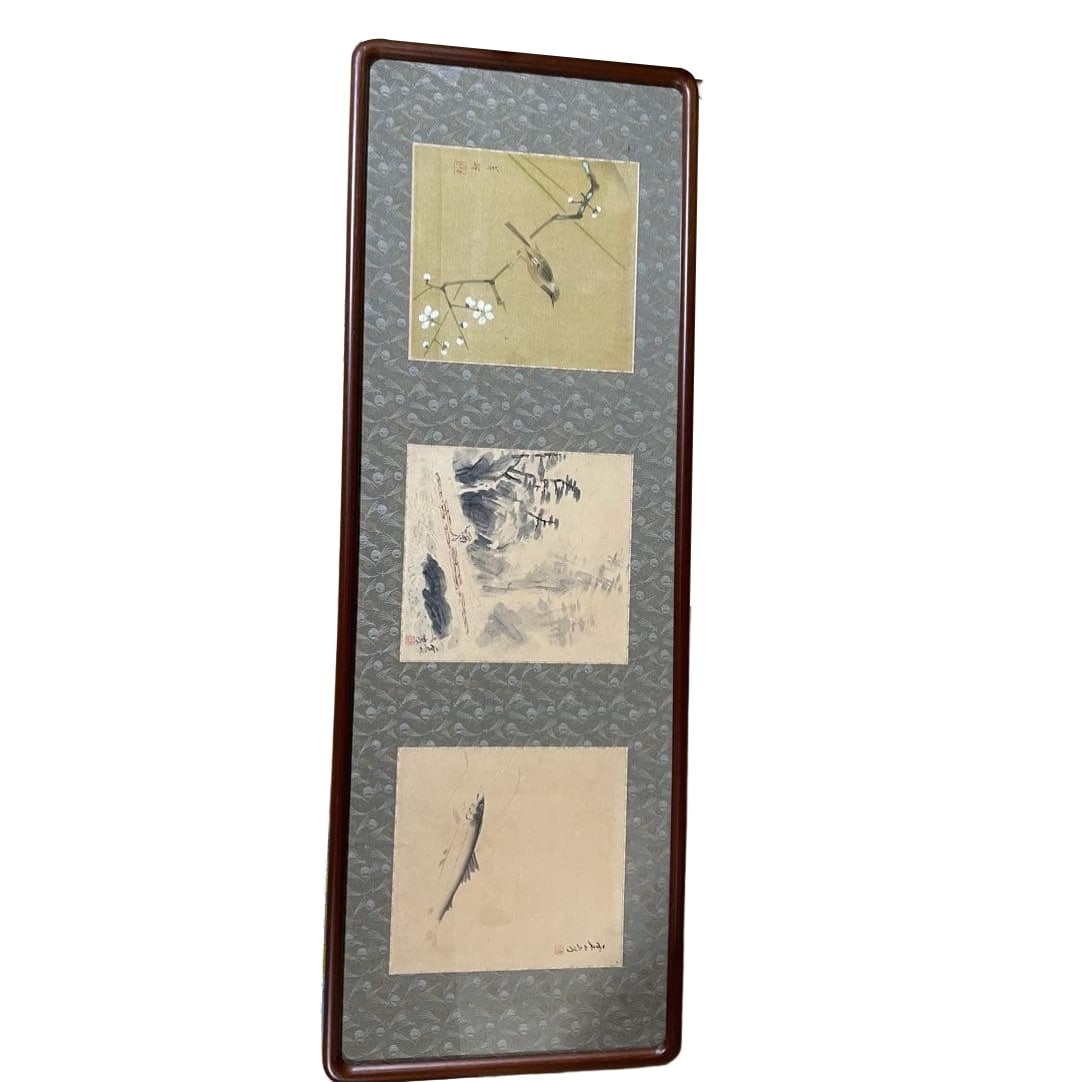 Japanese painting of fish and birds (1 of 6)