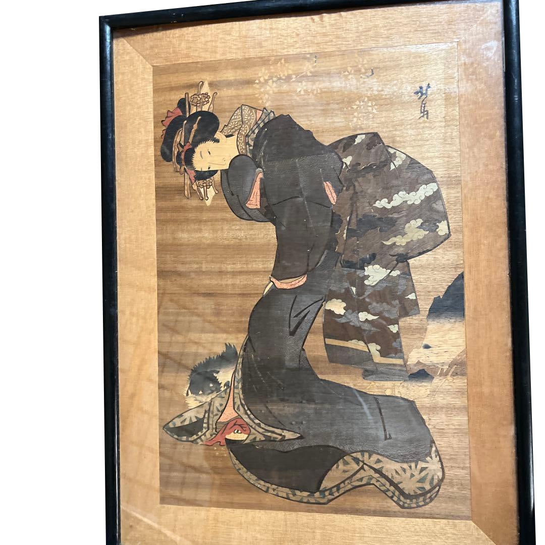 Ukiyo-e male and female characters wooden frame (1 of 4)