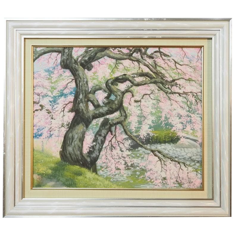 Chinami Nakashima landscape oil painting, cherry blossoms, F8 (1 of 11)