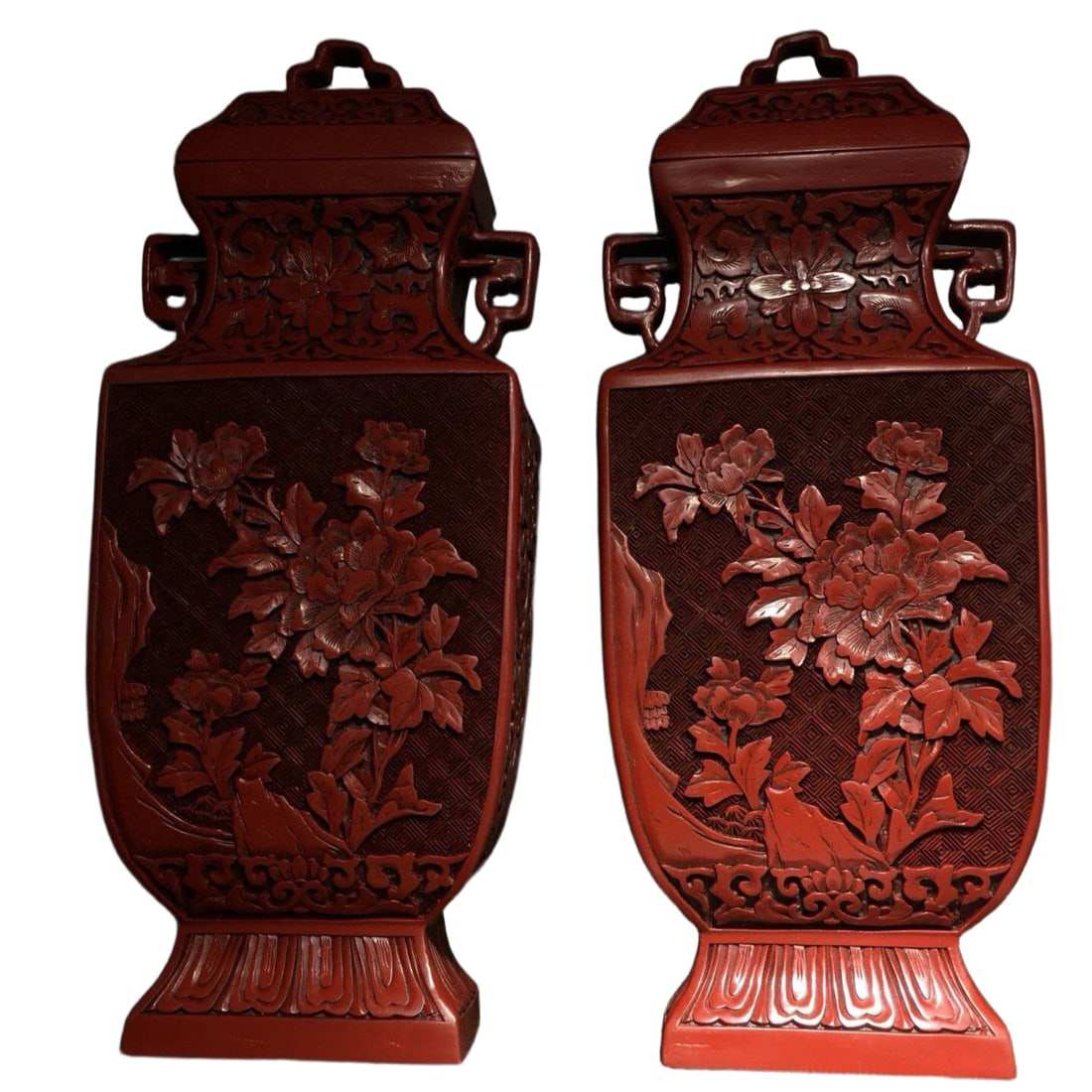 A pair of carved red lacquer vases (1 of 10)