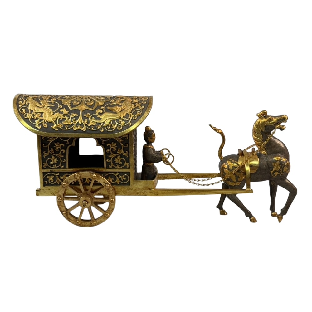 Collection of High Relief Partial Gilded Horse-drawn Carriage (1 of 14)