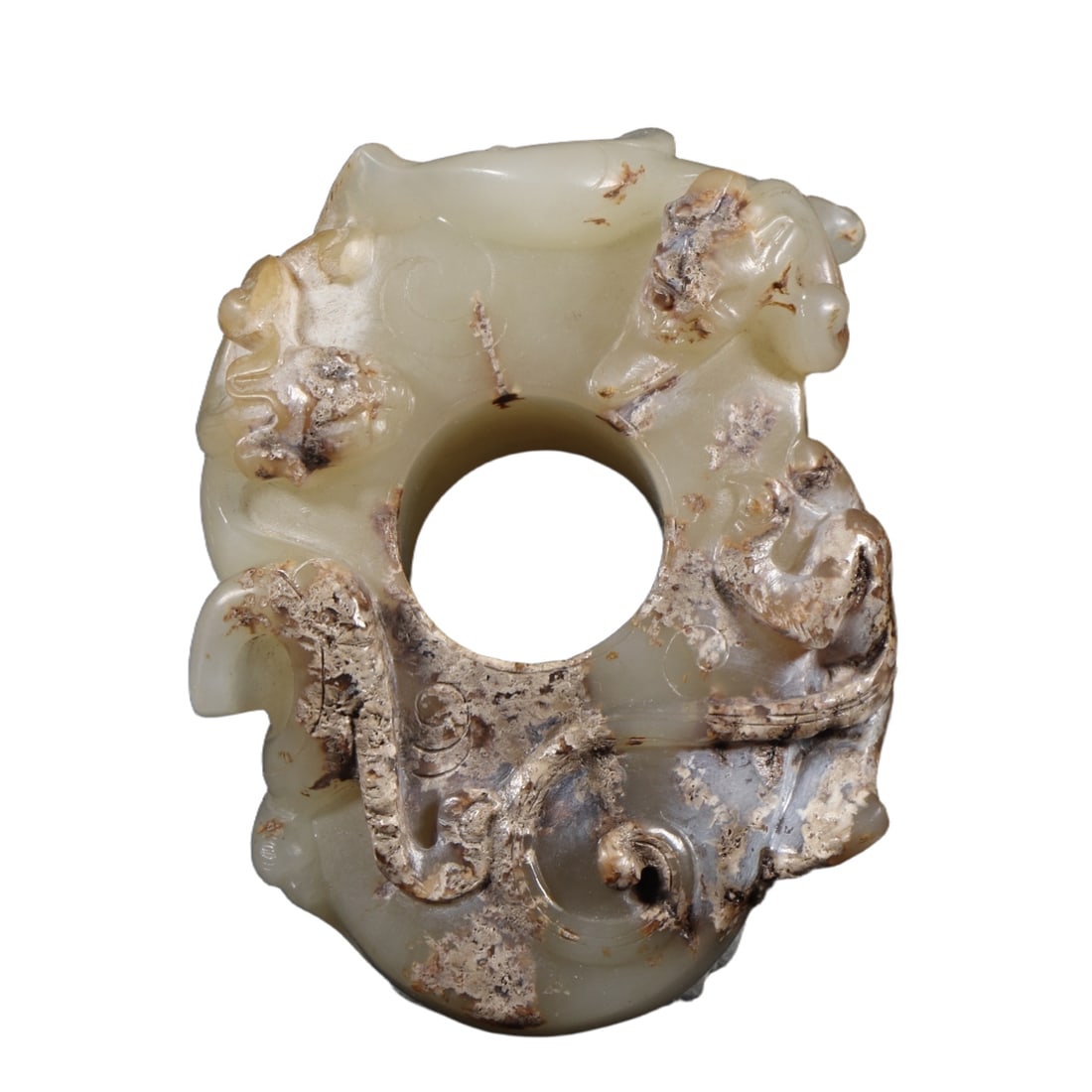 Ancient Jade Chi Dragon Pattern Heart-Shaped Pendant (1 of 10)